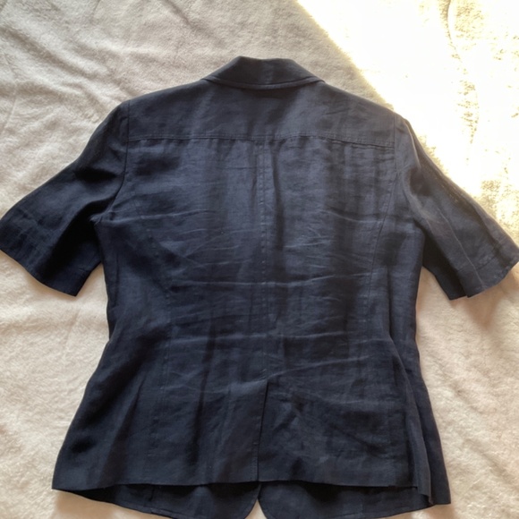 Luisa Spagnoli short sleeve linen top, blue, medium - Picture 2 of 11